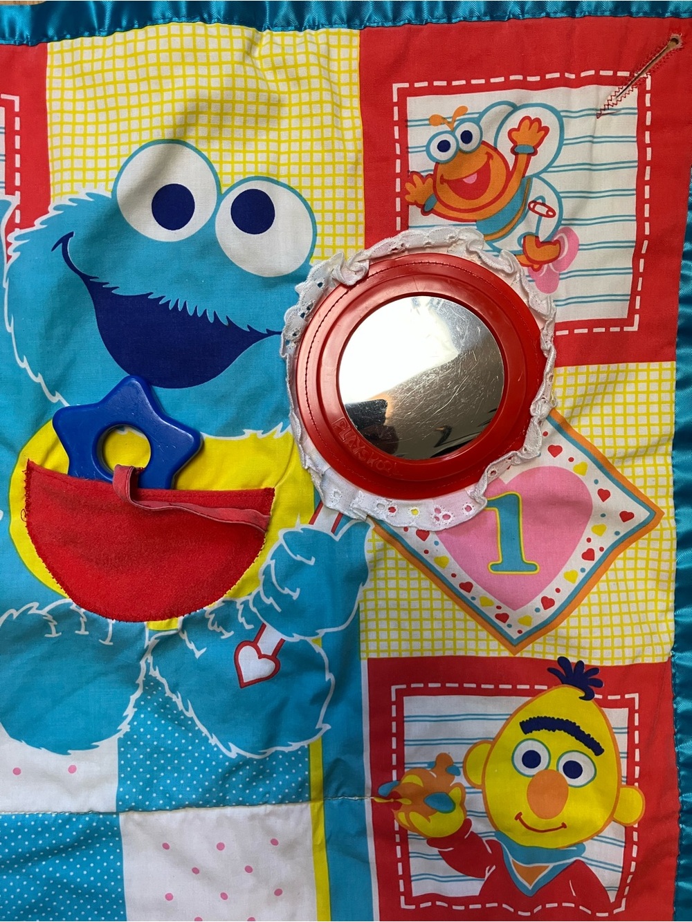 80s Vintage Sesame Street Baby Play Mat Blanket 1989 Muppets Playskool Fold N Go - Picture 5 of 14